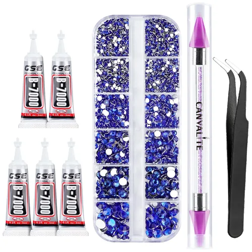 Miniatura 9 de Canvalite 5000 diamantes de imitación de resina para manualidades con pegamento de joyería B7000 de 0.3 fl oz, 1 caja de cristales de diamante
