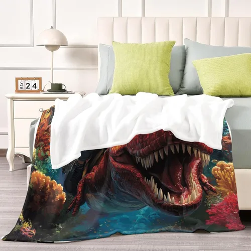 Miniatura 5 de Artsadd Manta personalizada de dinosaurio para niños y hombres, manta personalizada con foto de dinosaurio, manta de bebé personalizada para niños