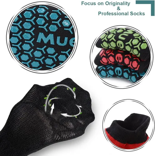 Miniatura 6 de Muezna Calcetines de yoga antideslizantes para hombre, para pilates, barras, Bikram Fitness Hospital con puños