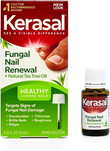 Kerasal Solución de reparación de uñas de renovación con aceite de árbol de té para clavos descoloridos y dañados, 0.33 oz