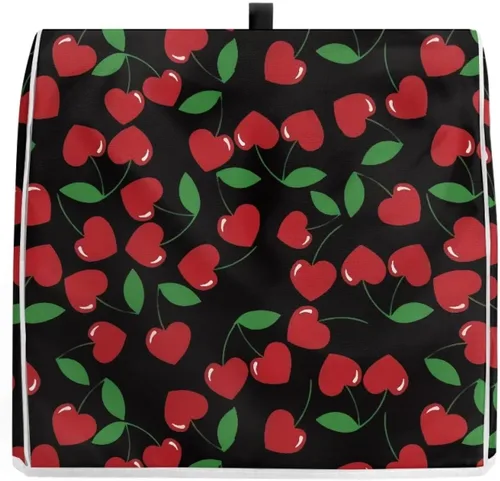 Miniatura 3 de Cubierta negra para mezcladora de cocina de 4.5 a 5 cuartos de galón con patrón de cerezas, corazón rojo, piezas de repuesto de tamaño pequeño