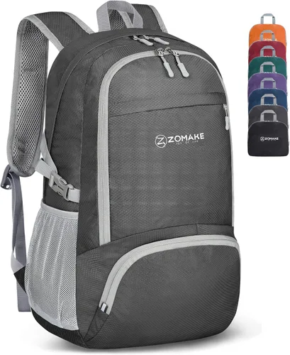 Miniatura 22 de ZOMAKE Mochila plegable ligera 30L, mochilas plegables para senderismo, mochila plegable compacta resistente al agua para viajes Naranja