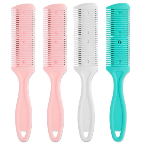 Glamlily Juego de peine de afeitar para adelgazar el cabello, recortadora de extremo dividido, peine adelgazante sin esfuerzo, paquete de 4 a 7.1 x