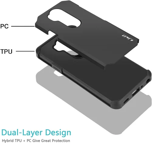 Miniatura 5 de J&D Funda protectora resistente de doble capa híbrida a prueba de golpes para LG G7 ThinQ, funda protectora resistente, color negro