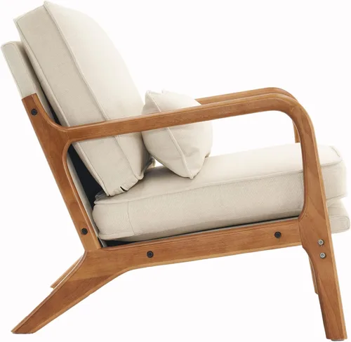 Miniatura 7 de Silla de ocio con reposabrazos y patas de madera maciza, silla de sala de estar moderna de mediados de siglo, sofá individual, para sala de estar