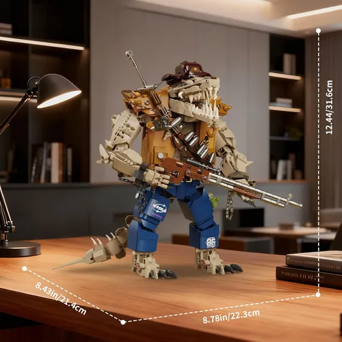 Miniatura 4 de Mov stone Cowboy - Juego de construcción de cocodrilo con cabeza articulada, compatible con Lego adultos, manos, pies y mandíbula, 1503 piezas