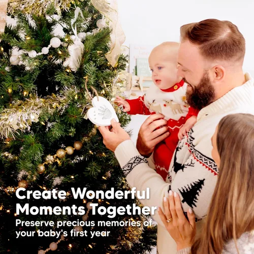 Miniatura 9 de Kit de huellas de mano y pie para bebé - Adorno personalizado para la primera Navidad del bebé, adorno de recuerdo de huella de recién nacido, kit