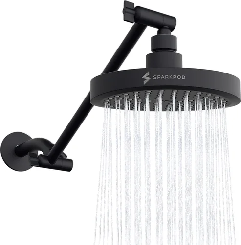 Miniatura 28 de SparkPod Cabezal de Ducha de Lluvia Redondo con Brazo de Extensión - Cabezal de Ducha de Altura Ajustable con Rendimiento de Alta Presión