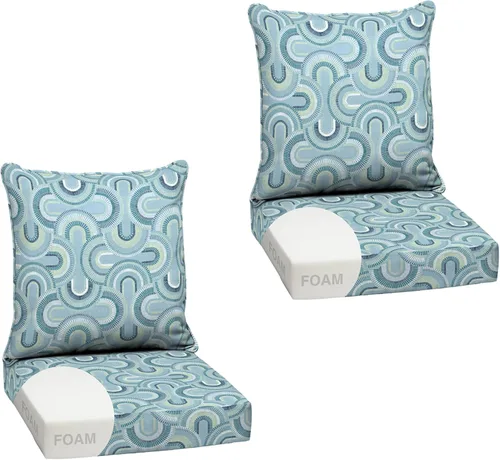 Miniatura 87 de Arden Outdoor Deep Seat Cushion Set, 24 x 24 pulgadas, Cojín para patio resistente al clima, a la lluvia y a la decoloración para silla, sofá y sofá