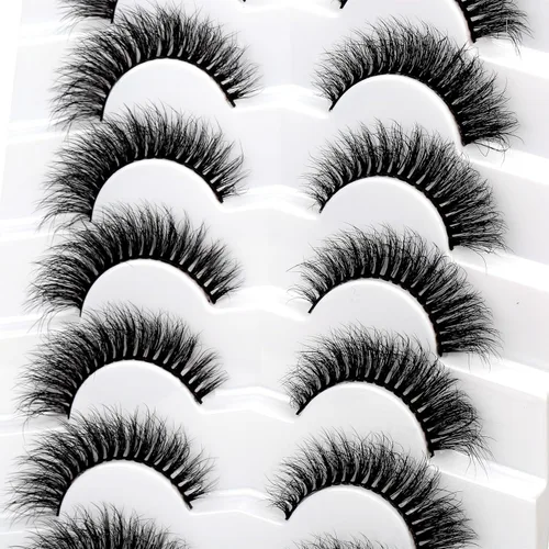 Miniatura 231 de Pooplunch - Pestañas postizas finas de visón sintético, estilo ojo de gato, naturales, cruzadas, tipo racimo, efecto 8D de volumen, tiras