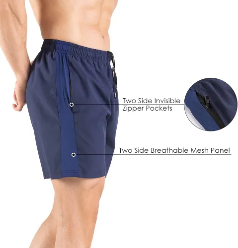 Miniatura 5 de Pantalones cortos de correr para hombre de 5 pulgadas, paquete de 2 pantalones cortos de entrenamiento atlético de secado rápido con bolsillos