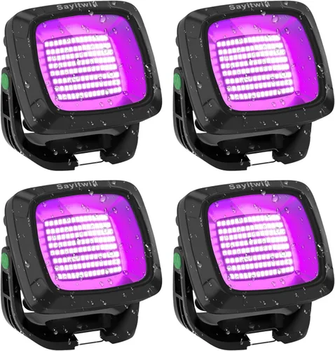 Miniatura 8 de Luz Negra Recargable, Luz Negra Alimentada por Batería de 6000 mAh, Luz de Inundación Ultravioleta Portátil Sin Cable de 395 nm para Fiesta