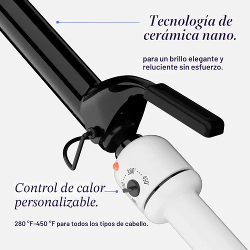 Miniatura 2 de HOT TOOLS Pro Artist Nano Cerámica Rizador/Varita Para Cabello Suave y Brillante (1 pulgada) Negro/Blanco