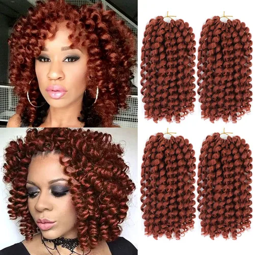 Miniatura 8 de Cabello Jamaicano de ganchillo para mujeres negras, 4 paquetes de 72 raíces, color negro natural, rizos de ganchillo corto preanudado