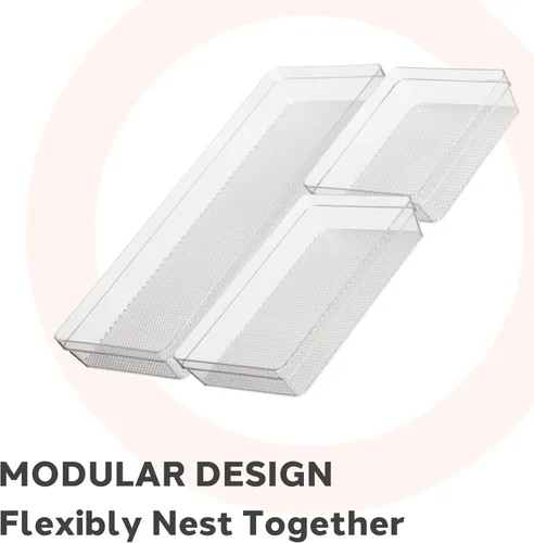 Miniatura 3 de Oggi Juego de 3 organizadores de cajones transparentes – (1) 6x6.25, (1) 6.25x9.25, (1) 6.25x15.75 – Ideal para organizar cajones de cocina