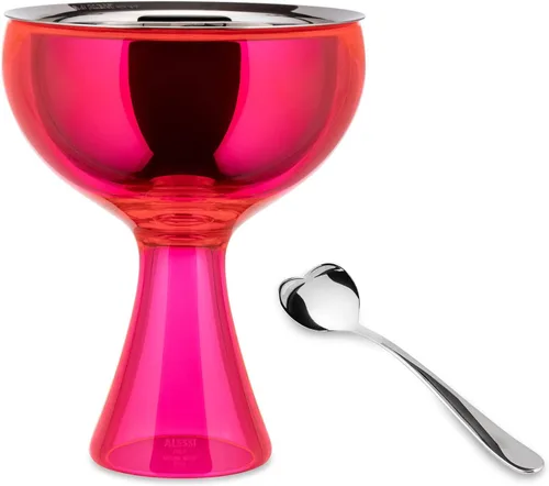 Miniatura 8 de Alessi AMMI01S AZ Big Love - Juego de helados de diseño, cuenco en acero inoxidable 18/10 y resina termoplástica, color azul y cuchara de acero