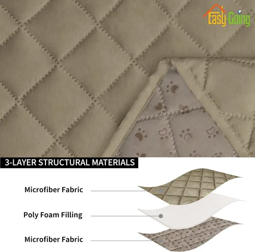 Miniatura 5 de Easy-Going Funda de sofá reclinable antideslizante con consola, resistente al agua, funda de sofá reclinable doble con correa ajustable, funda Beige