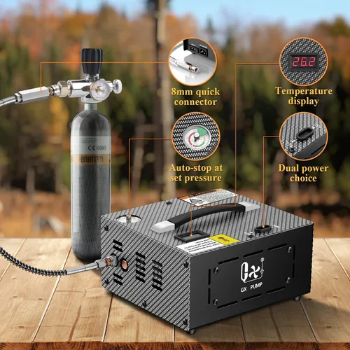 Miniatura 2 de GX PUMP Compresor de aire PCP CS1-I con Apdater de potencia incorporado, parada automática, sin aceite y agua, 4500Psi/30Mpa, alimentado por