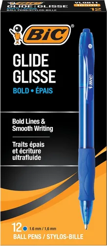 Miniatura 12 de BIC Glide Bolígrafos de punta gruesa azul, punta gruesa (1.6 mm), paquete de 4 unidades, bolígrafos retráctiles de punta redonda con cómodo agarre