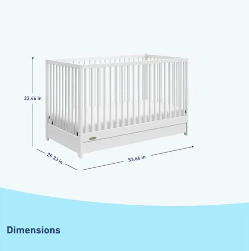 Miniatura 8 de Cuna convertible 5 en 1 con cajón Teddi de Graco (blanco) – Certificado GREENGUARD Gold, combinación de cuna con cajón, cajón de almacenamiento
