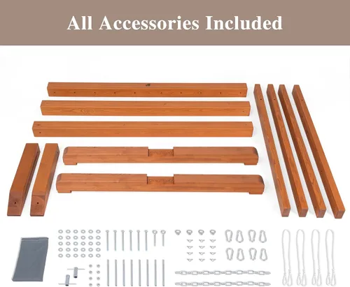 Miniatura 8 de SUNCREAT Soporte de hamaca de madera ajustable de 12 a 14 pies, solo soporte de hamaca de madera de alerce para exteriores, capacidad de 475 libras