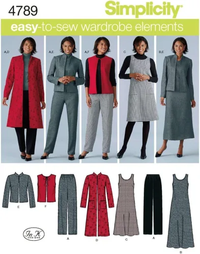 Simplicity 4789 Pantalones de talla grande, chalecos, chaqueta y patrón de costura para mujer de In K Design, tallas AA (10 -18)