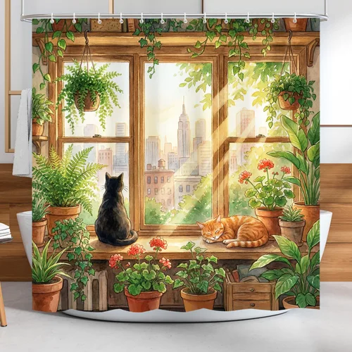 Miniatura 14 de Vimorco Cortinas de ducha, cortina floral para baño con 12 ganchos, tela de poliéster decorativa para el hogar, lavable a máquina, accesorios