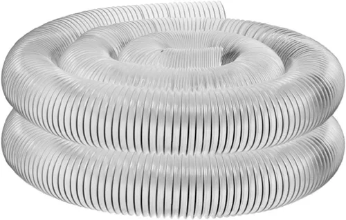 Amylove Manguera de recogida de polvo de PVC pesado de 2.5 pulgadas, 5 pies, manguera flexible de PVC transparente con bobina de alambre de acero