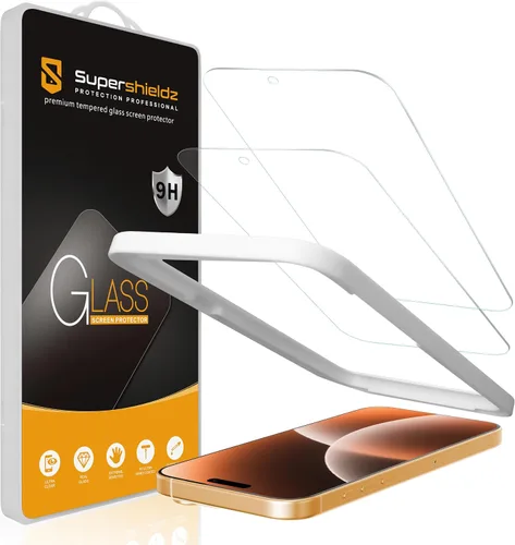 Miniatura 13 de Supershieldz (2 Pack) Diseñado para iPhone 14 Pro Max (6.7 pulgadas) Protector de pantalla de vidrio templado con (Bandeja de fácil instalación)