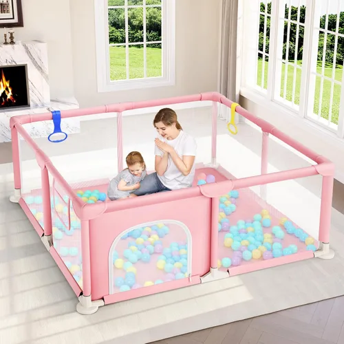 Miniatura 12 de Dripex Corralito para bebés, corralito pequeño de 47×47 pulgadas para bebés, corralito de juegos para bebés con mayor seguridad