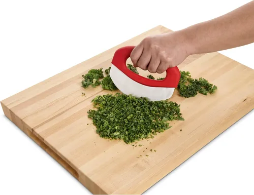 Miniatura 6 de HIC Kitchen Picador de hierbas para ensalada de agarre suave, hoja de acero inoxidable con cubierta de hoja de seguridad