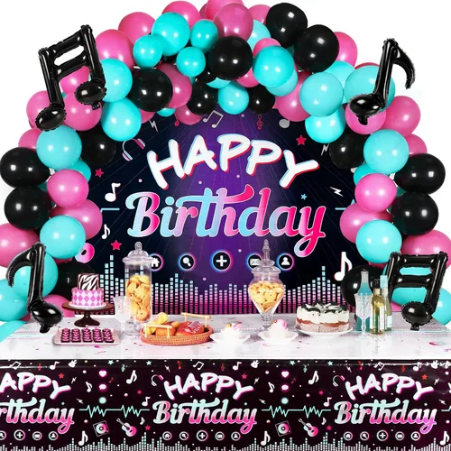 OurWarm 130 piezas de decoraciones de fiesta de cumpleaños de Tik Tok, decoraciones de feliz cumpleaños con música, suministros de fiesta temática