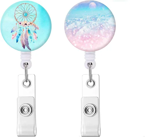 Miniatura 8 de Carrete retráctil para insignias, carretes de insignia de enfermera con clip de cocodrilo, clip decorativo con nombre en portatarjetas de Paquete
