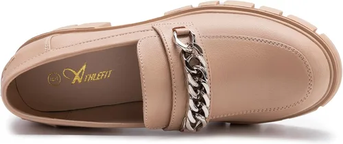 Miniatura 4 de Athlefit Mocasines de plataforma para mujer, sin cordones, suela gruesa, con cadena y punta redonda, zapatos de trabajo de negocios