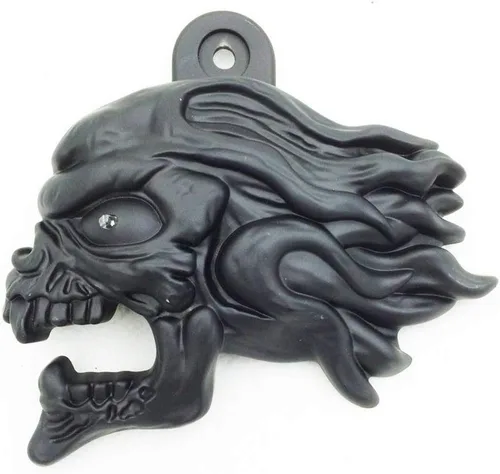 Miniatura 5 de MT246-009-A- Cubierta negra para bocina de cabeza de viento de Ghost Head Compatible con Harley-Davidson de 1992 en adelante con montaje lateral
