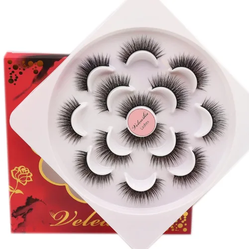 Miniatura 12 de Veleasha Pestañas postizas de manga puntiagudas, 100% hechas a mano, aspecto natural, pestañas postizas ligeras con banda transparente suave