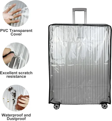 Miniatura 7 de Funda protectora de equipaje de PVC transparente de 20, 24, 28, 30 pulgadas, funda de equipaje con ruedas (20 pulgadas), Claro