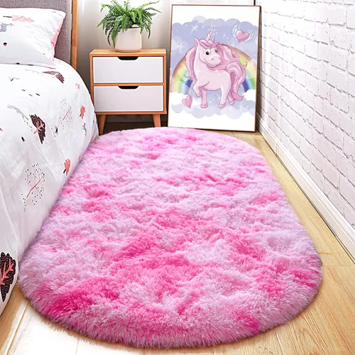 Miniatura 20 de Junovo - Alfombra de felpa ultra suave lavable, antideslizante, ovalada para guardería, dormitorio de niños y decoración del hogar (2x5 pies, gris)