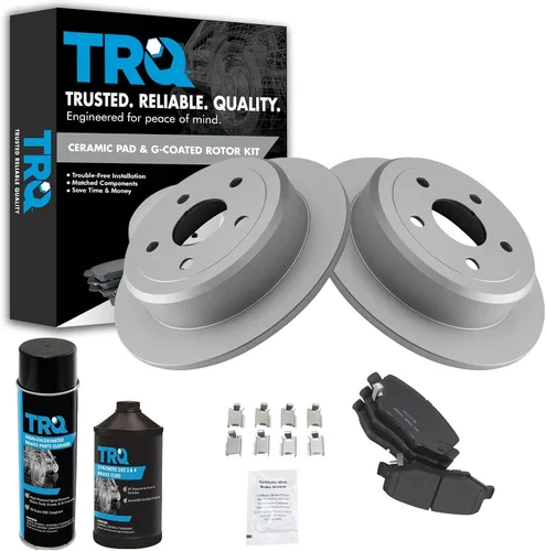 TRQ Kit de pastillas de freno trasero y rotor, kit químico de freno, pastillas de freno Rotor de freno de cerámica Premium recubierto G compatible