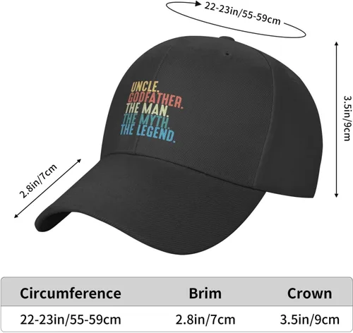 Miniatura 6 de Godfather The Man The Myth The Legend Dad Hat Outdoor Trucker Hat Unisex Classic Baseball Cap Adjustable Cascade Black