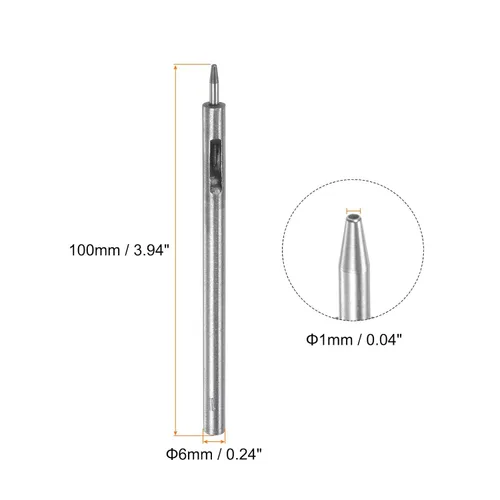 Miniatura 2 de HARFINGTON Perforadora de cuero de 0.039 pulgadas recta, redonda, ojal, remache a presión, fijador para cuero, artesanía, ropa, bolso, cortina