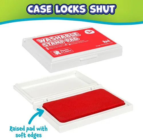 Miniatura 6 de READY 2 LEARN Almohadilla de sello lavable para niños, color rojo, almohadilla de tinta no tóxica para sellos, resistente a la decoloración