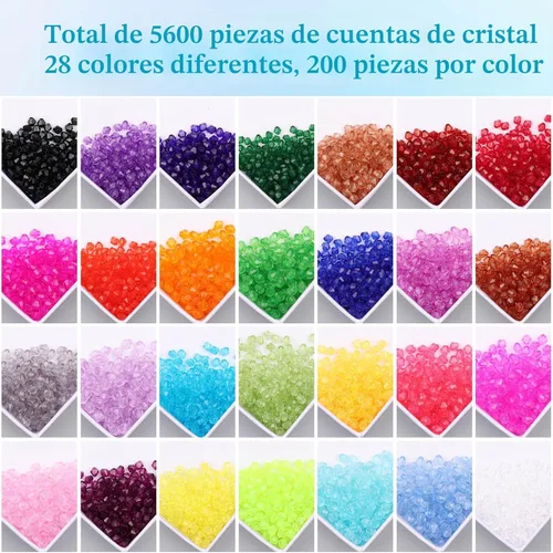 Miniatura 2 de PAXCOO 5600 Piezas de Cuentas de Cristal para Hacer Joyería, Pequeñas Cuentas de Acrílico Facetadas para Manualidades, Cuentas Bicónicas de Gema