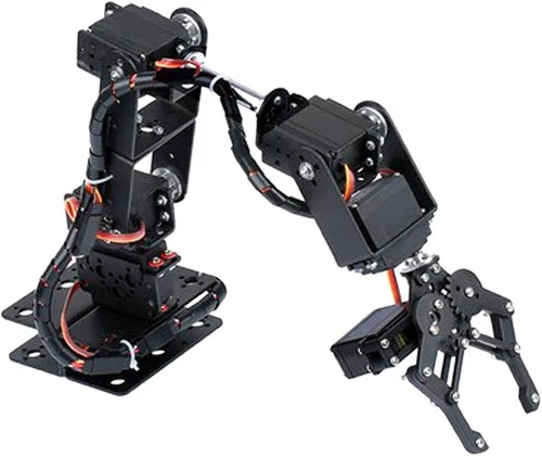 Brazo mecánico negro, engranaje de dirección analógica MG996, kit de garra de brazo mecánico 6DOF manipulador DOF piezas de robot industrial
