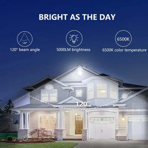 Miniatura 5 de UFOND Luz de inundación LED de 5000 lúmenes con enchufe, reflector impermeable de 50 W para exteriores, luces de seguridad de ángulo de iluminación