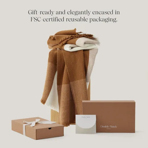 Miniatura 6 de Manta de Lana de Alpaca de Doble Costura - Manta Cálida y Suave para Sofá, Lujosa y Decorativa de Vellón, Cuadros de Otoño, Regalo para el Día