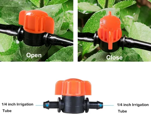 Miniatura 2 de 20pcs 1/4 pulgada Barb Shut-Off Válvula universal de riego por goteo tubería válvula de acoplamiento