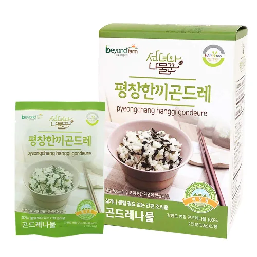 Pyeongchang Hanggi Gondre Namul para Bibimbap con rico sabor, verduras secas para cocinar arroz, recetas de arroz de comida coreana