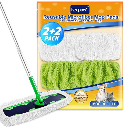 Miniatura 13 de KEEPOW Almohadillas XL reutilizables para trapeador compatibles con Swiffer XL Sweeper, paños de trapear secos extra grandes, paños de trapear