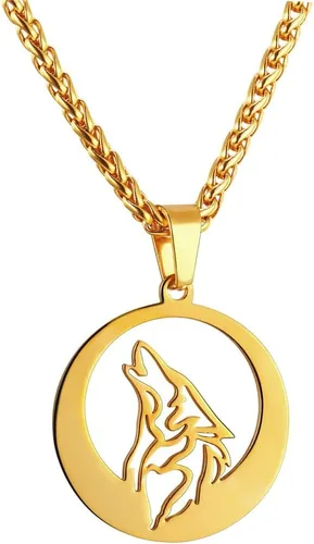 U7 Collares punk camaleónáguiladragónhalcónlobo para hombres y mujeres, colgante de animal de acero inoxidable negro retro, regalo de joyería